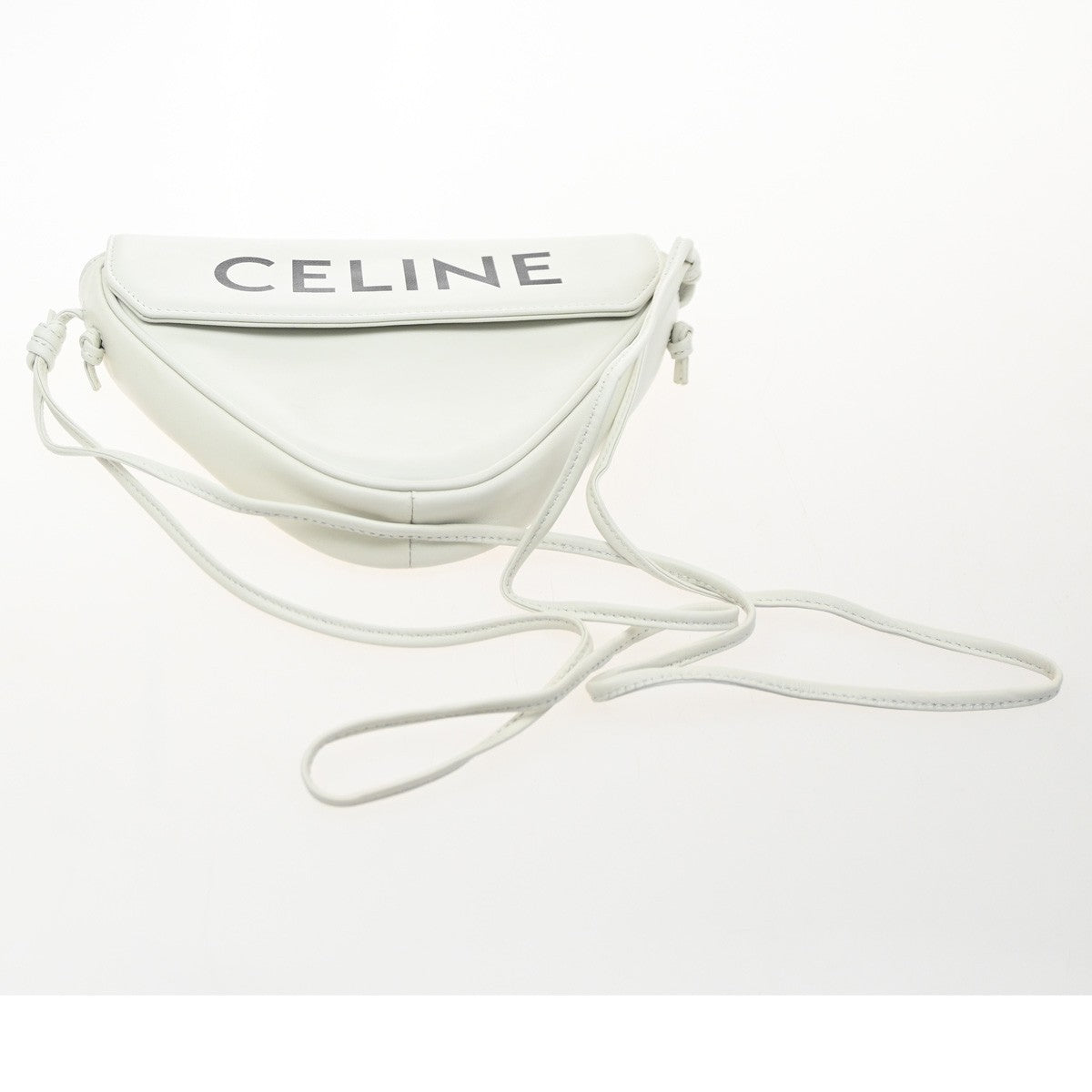 Celine Triangle Leather White Leather Shoulder Bag Bag (Pre-Owned)