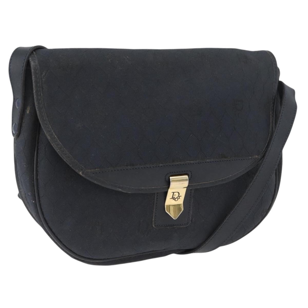 Christian Dior Vintage Honeycomb Flap Canvas And Leather Black Canvas Shoulder Bag Bag (Pre-Owned)