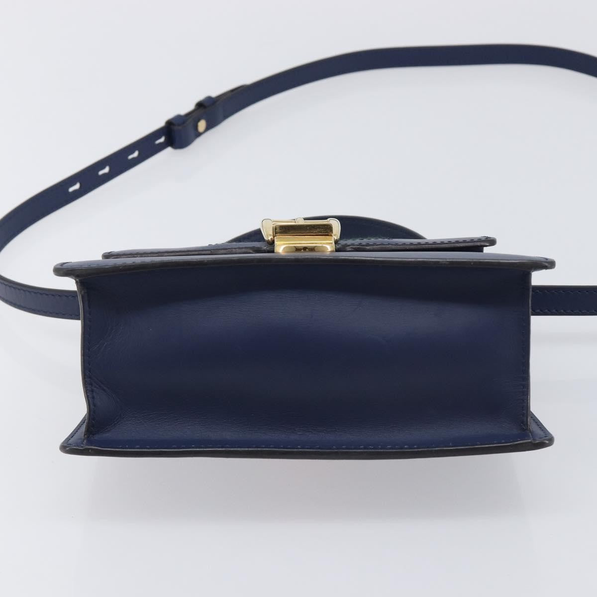 Gucci Sylvie Top Handle Leather Navy Leather Handbag (Pre-Owned)
