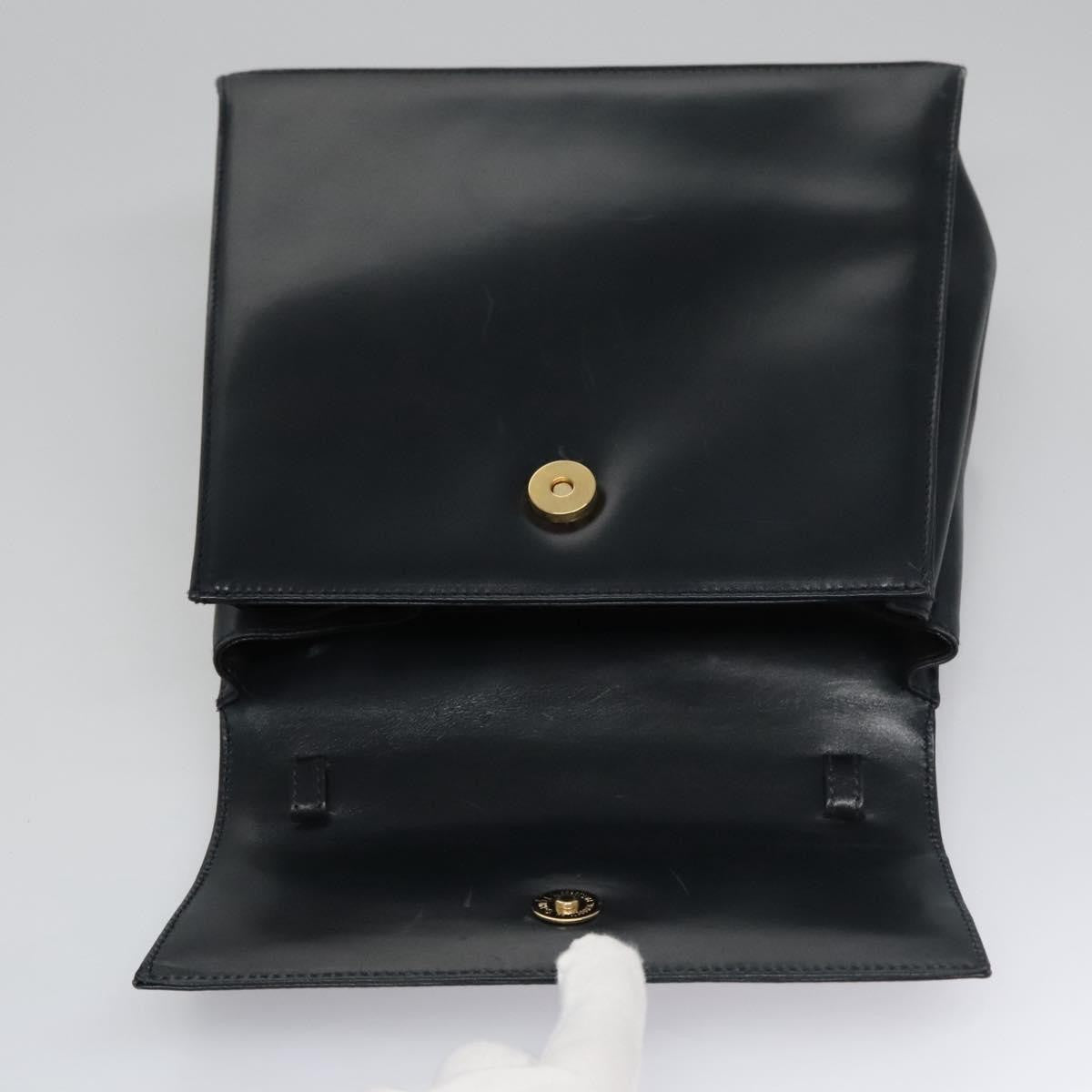 Salvatore Ferragamo Gancini Flap Woven Leather Black Leather Shoulder Bag Bag (Pre-Owned)