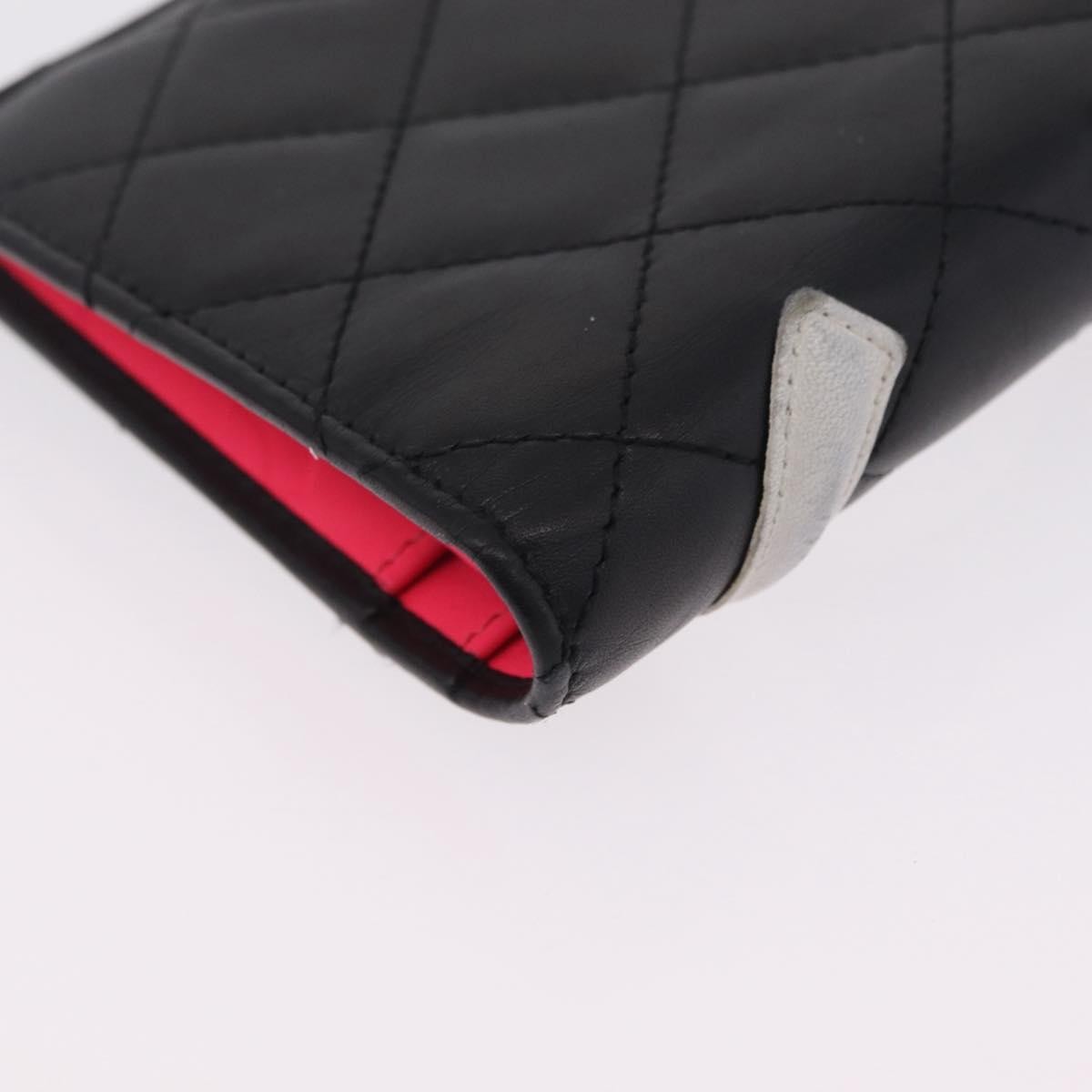 Chanel Cambon Bifold Quilted Calfskin Black Leather Wallets Accessory (Pre-Owned)