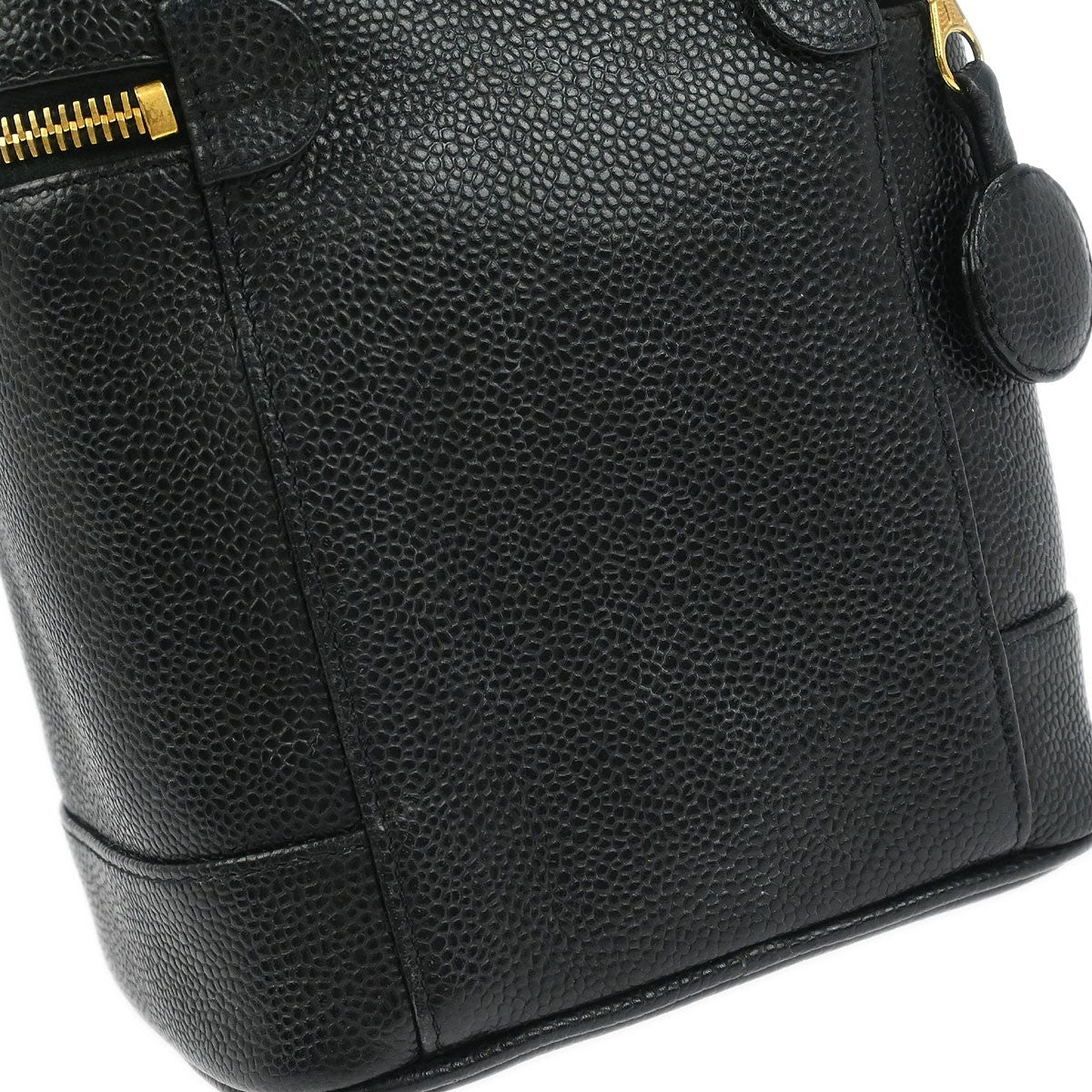 Chanel Vintage Timeless Cosmetic Case Caviar Black Leather Handbag (Pre-Owned)