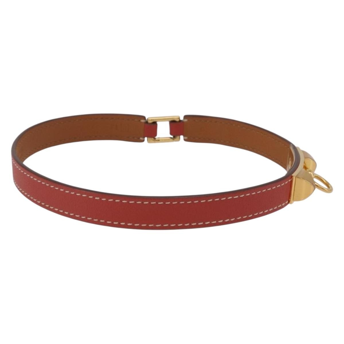 Hermes Rivale Double Tour Leather Red Leather Bracelet Jewelry (Pre-Owned)