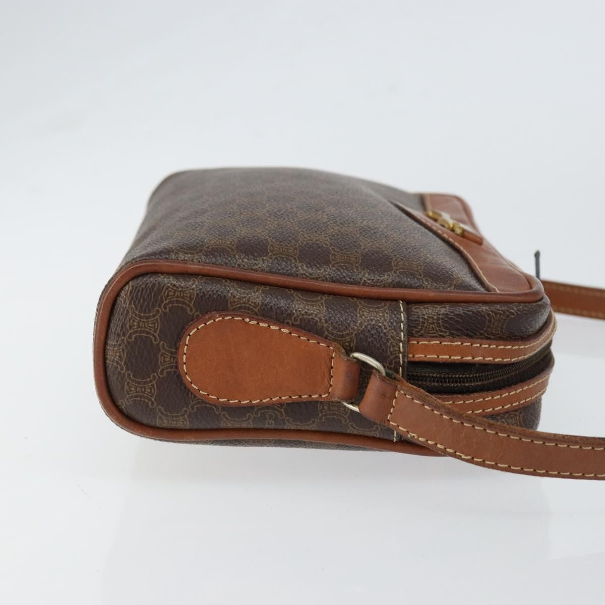 Celine Vintage Macadam Canvas And Leather Brown Canvas Shoulder Bag Bag (Pre-Owned)