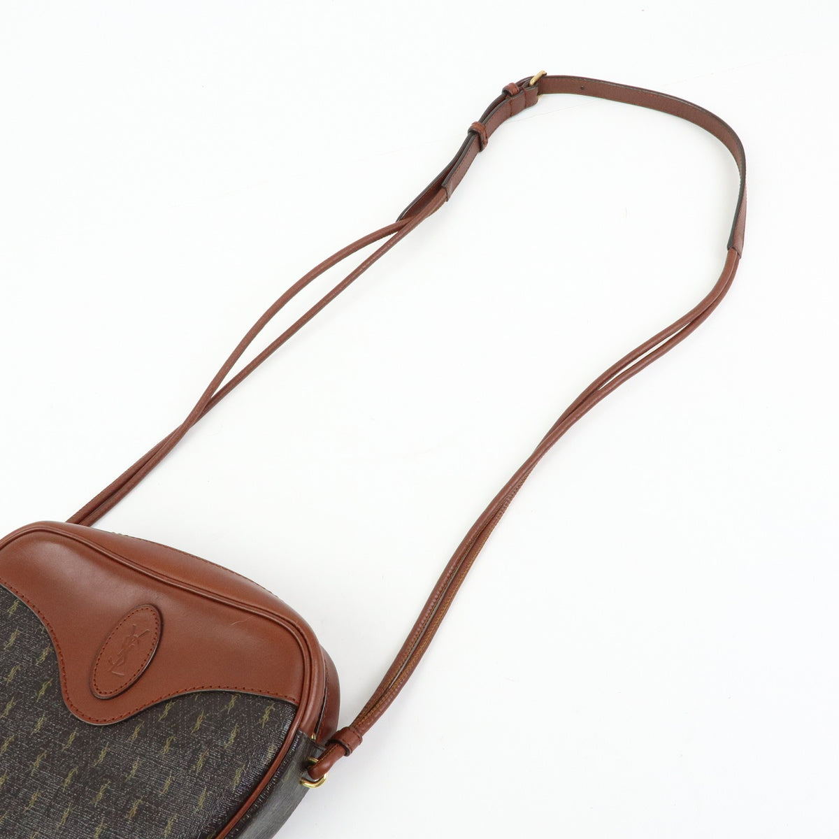 Saint Laurent Le Monogramme Coeur Monogram All Over Coated Canvas And Leather Brown Canvas Handbag (Pre-Owned)