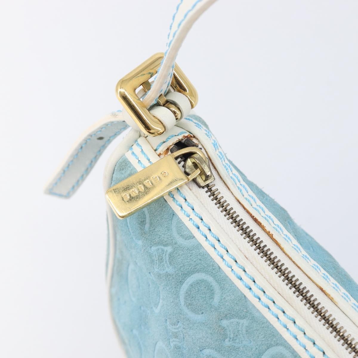 Celine C Macadam Suede Turquoise Suede Handbag (Pre-Owned)