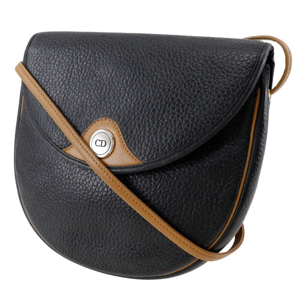 Christian Dior Cd Shoulder Bag Leather Black Leather Shoulder Bag Bag (Pre-Owned)
