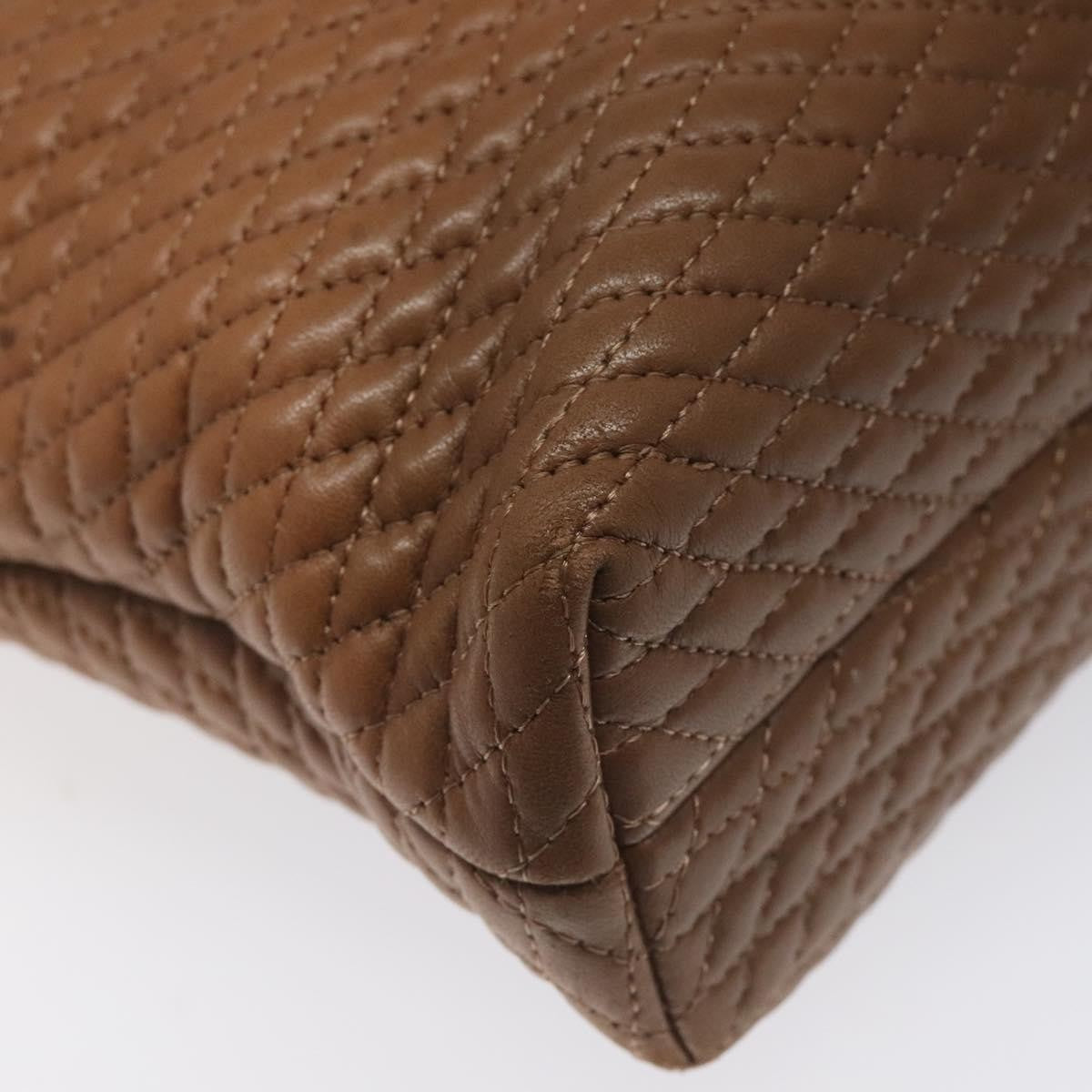 Bally Vintage Quilted Leather Brown Leather Handbag (Pre-Owned)