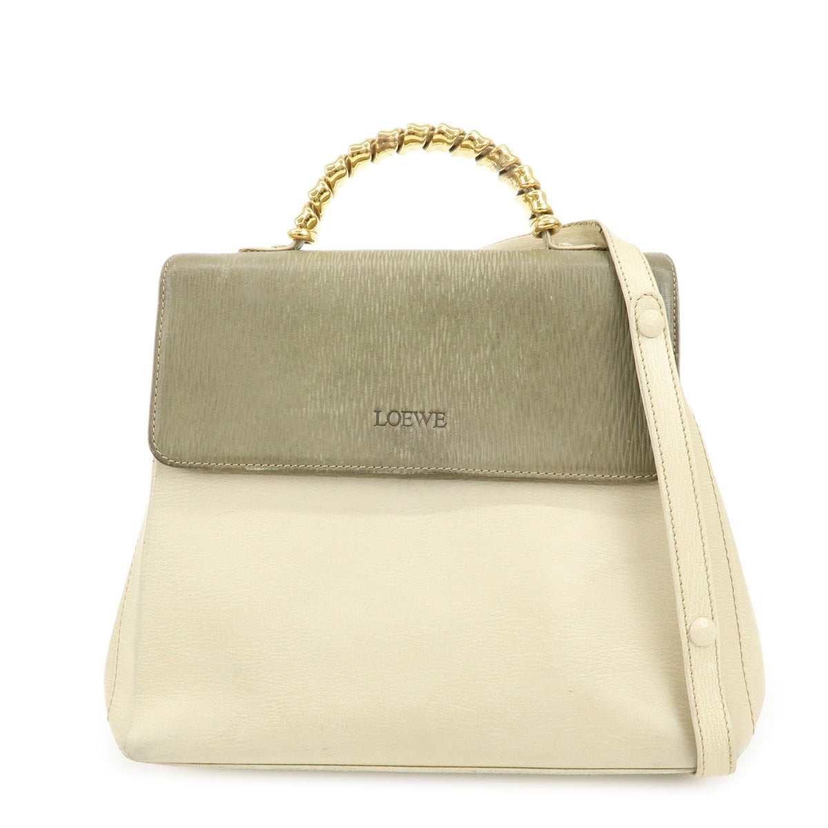 Loewe Vintage Velazquez Top Handle Leather Beige Leather Handbag (Pre-Owned)