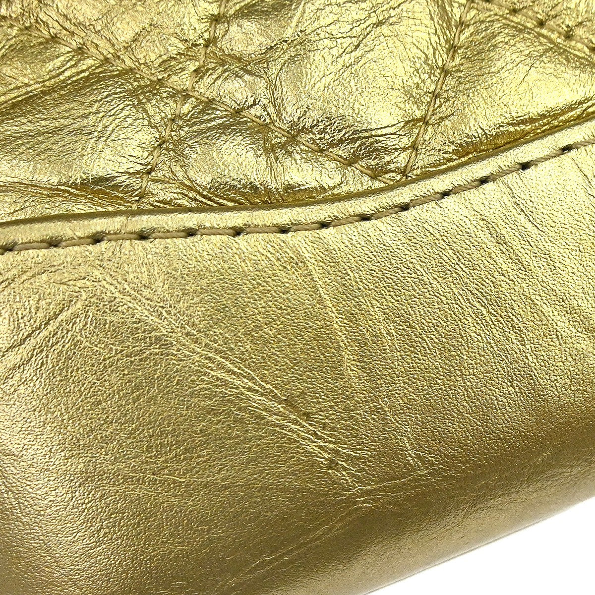 Chanel Gabrielle Double Zip Clutch With Chain Quilted Aged Calfskin Gold Leather Shoulder Bag Bag (Pre-Owned)