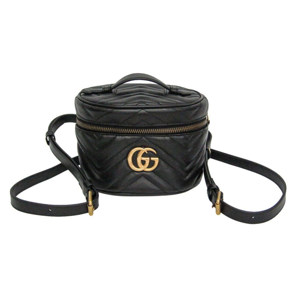 Gucci Gg Marmont Vanity Matelasse Leather Black Leather Backpack Bag (Pre-Owned)