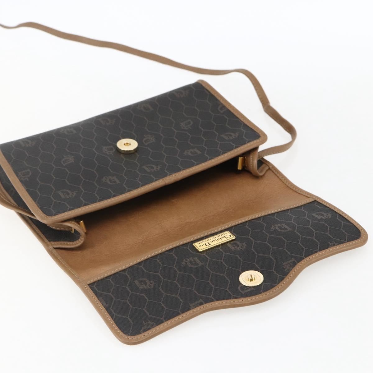 Christian Dior Vintage Honeycomb Flap Canvas And Leather Black Canvas Shoulder Bag Bag (Pre-Owned)