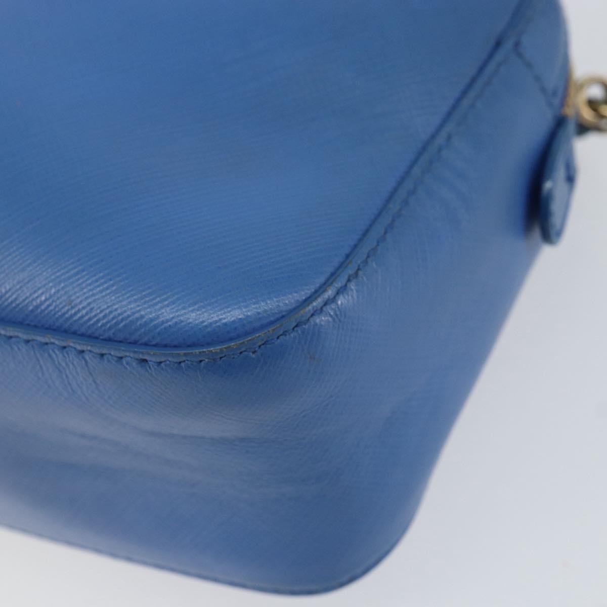 Salvatore Ferragamo Vala Chain Leather Blue Leather Shoulder Bag Bag (Pre-Owned)