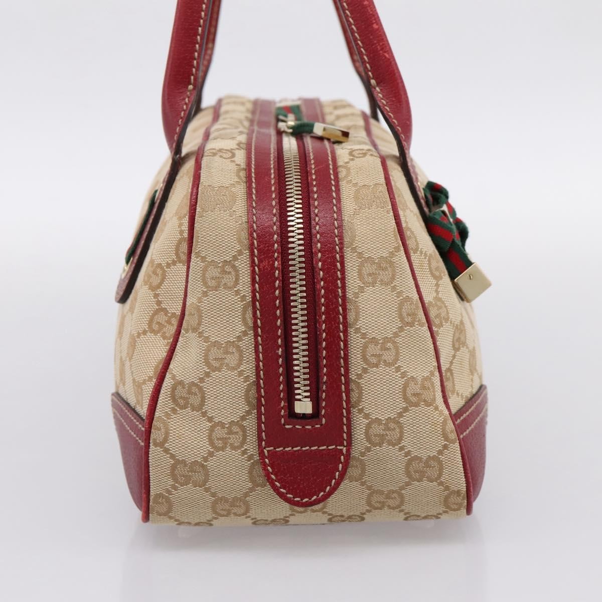 Gucci Princy Boston Gg Canvas Beige Canvas Handbag (Pre-Owned)