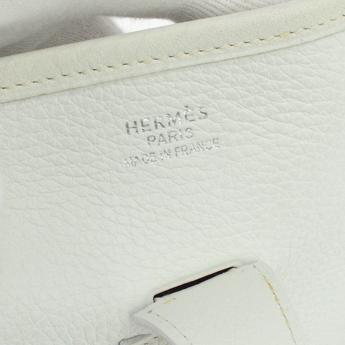 Hermes Evelyne Bag Gen I Clemence White Leather Handbag (Pre-Owned)