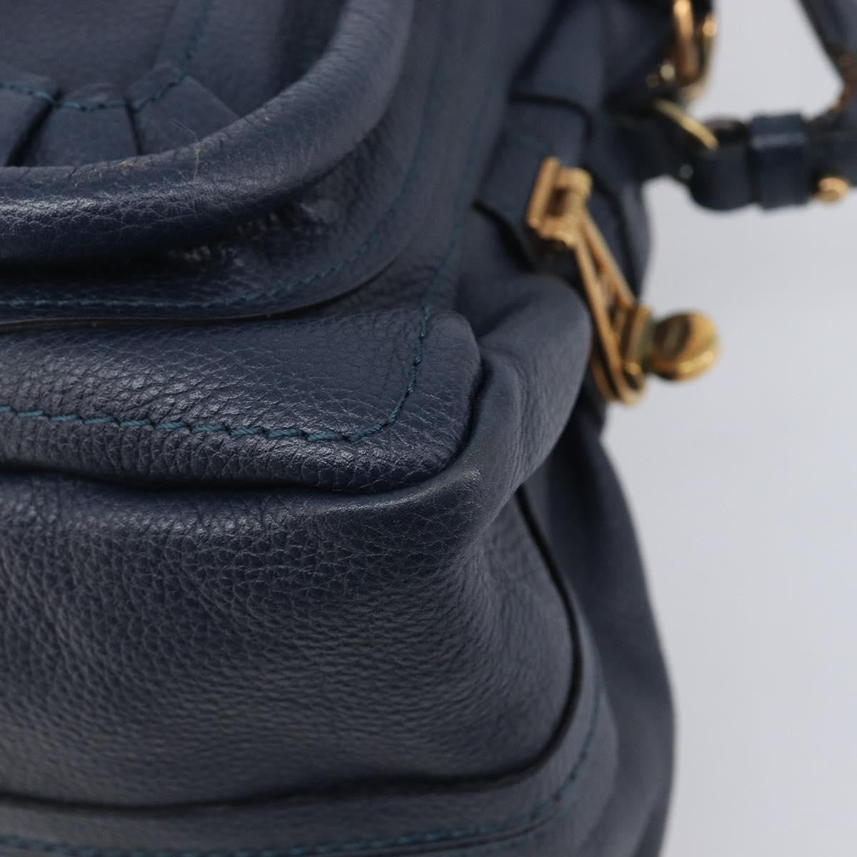 Chloe Paraty Top Handle Leather Navy Leather Handbag (Pre-Owned)
