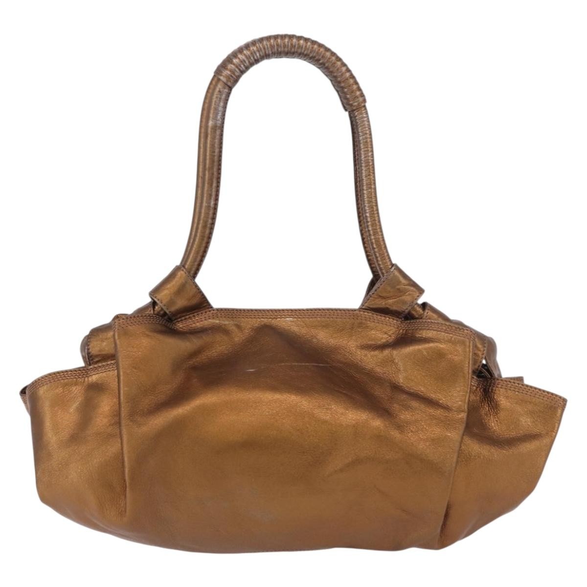 Loewe Anagram Logo Nappa Aire Hand Leather Gold Leather Handbag (Pre-Owned)
