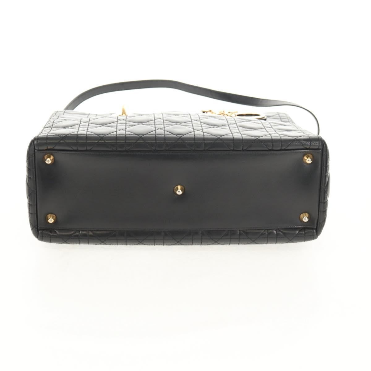Christian Dior Lady Dior Leather Black Leather Handbag (Pre-Owned)
