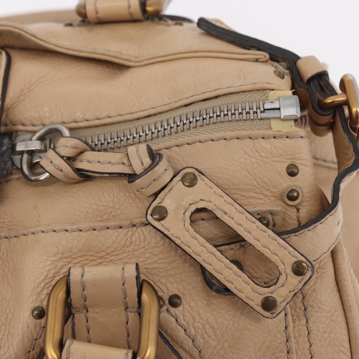 Chloe Paddington Lock Leather Beige Leather Handbag (Pre-Owned)