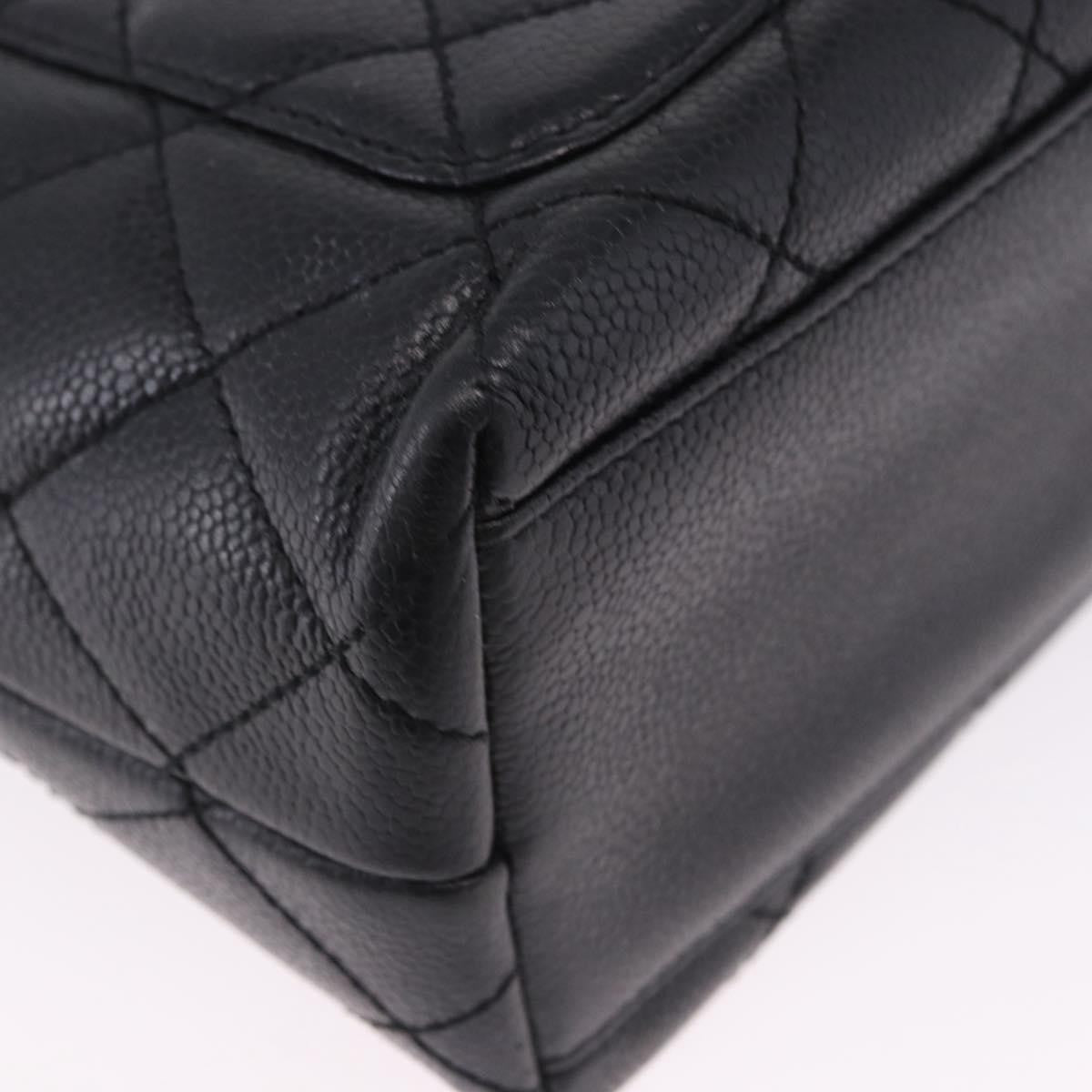 Chanel Coco Top Handle Quilted Caviar With Lizard Black Leather Handbag (Pre-Owned)