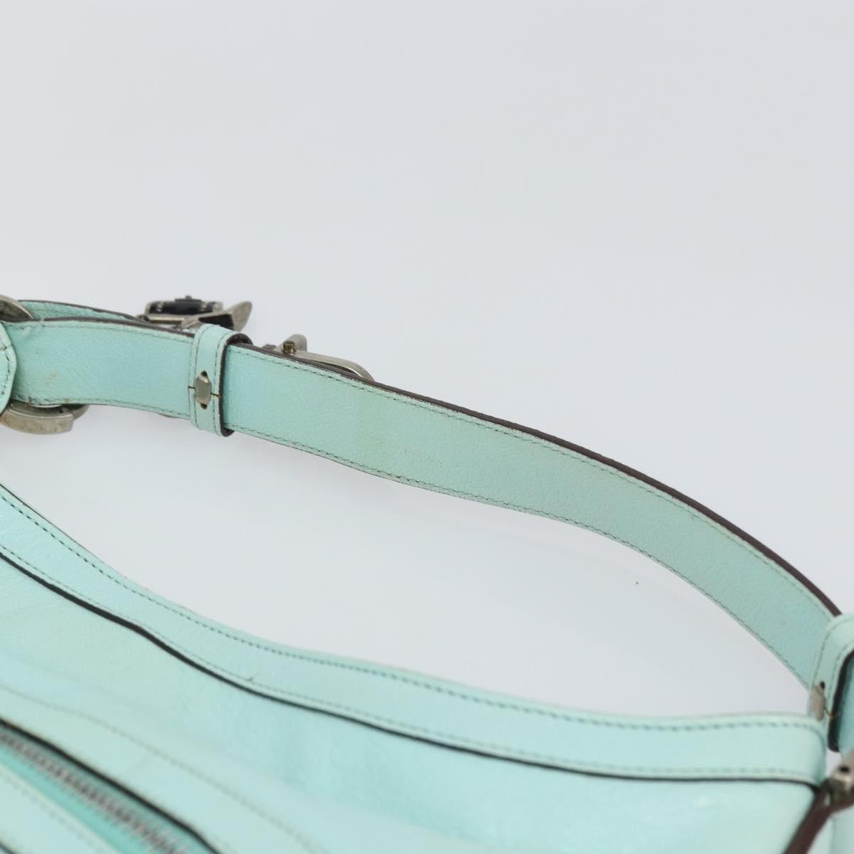 Versace Vintage Leather Blue Leather Handbag (Pre-Owned)
