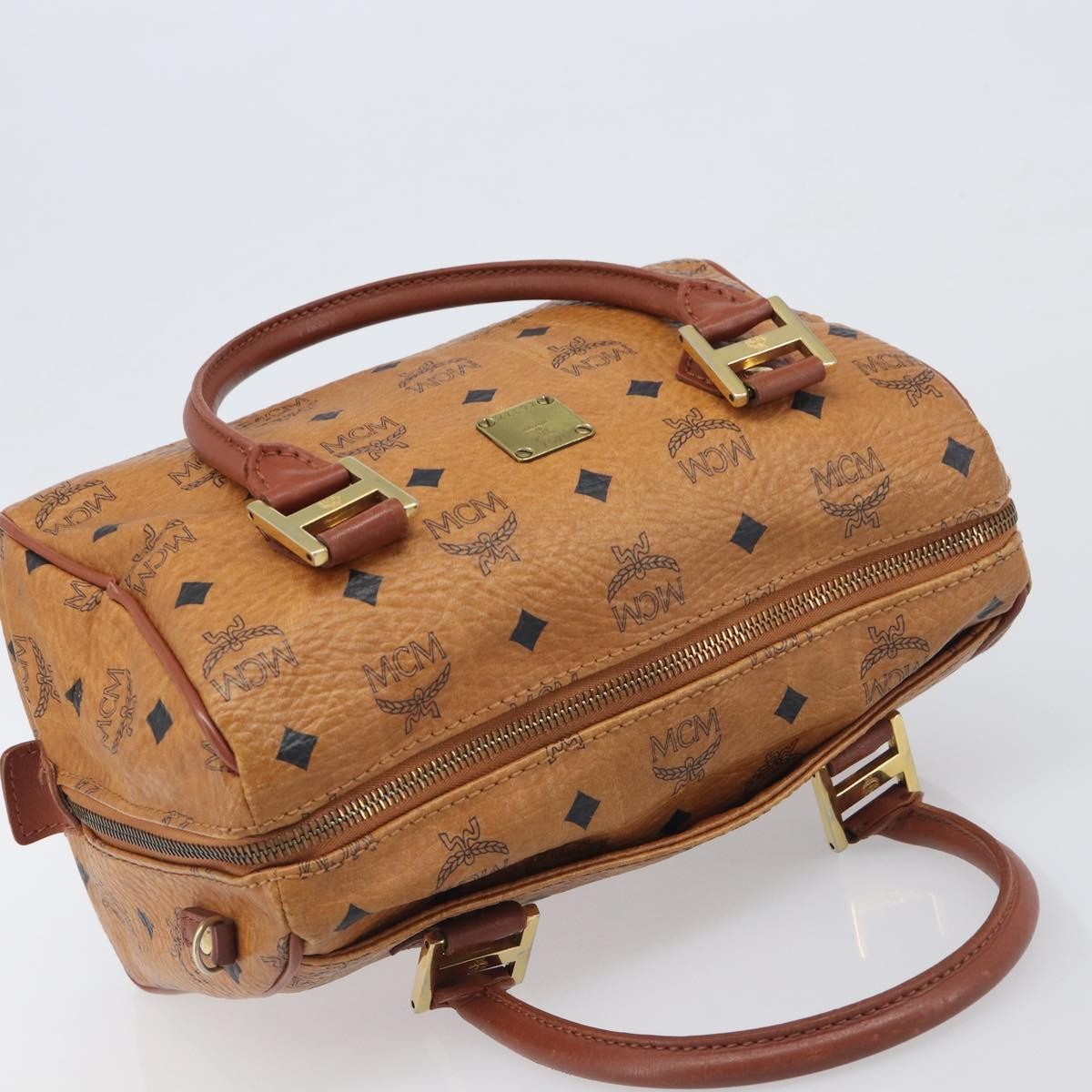 MCM Visetos Logogramme Leather Brown Leather Handbag (Pre-Owned)