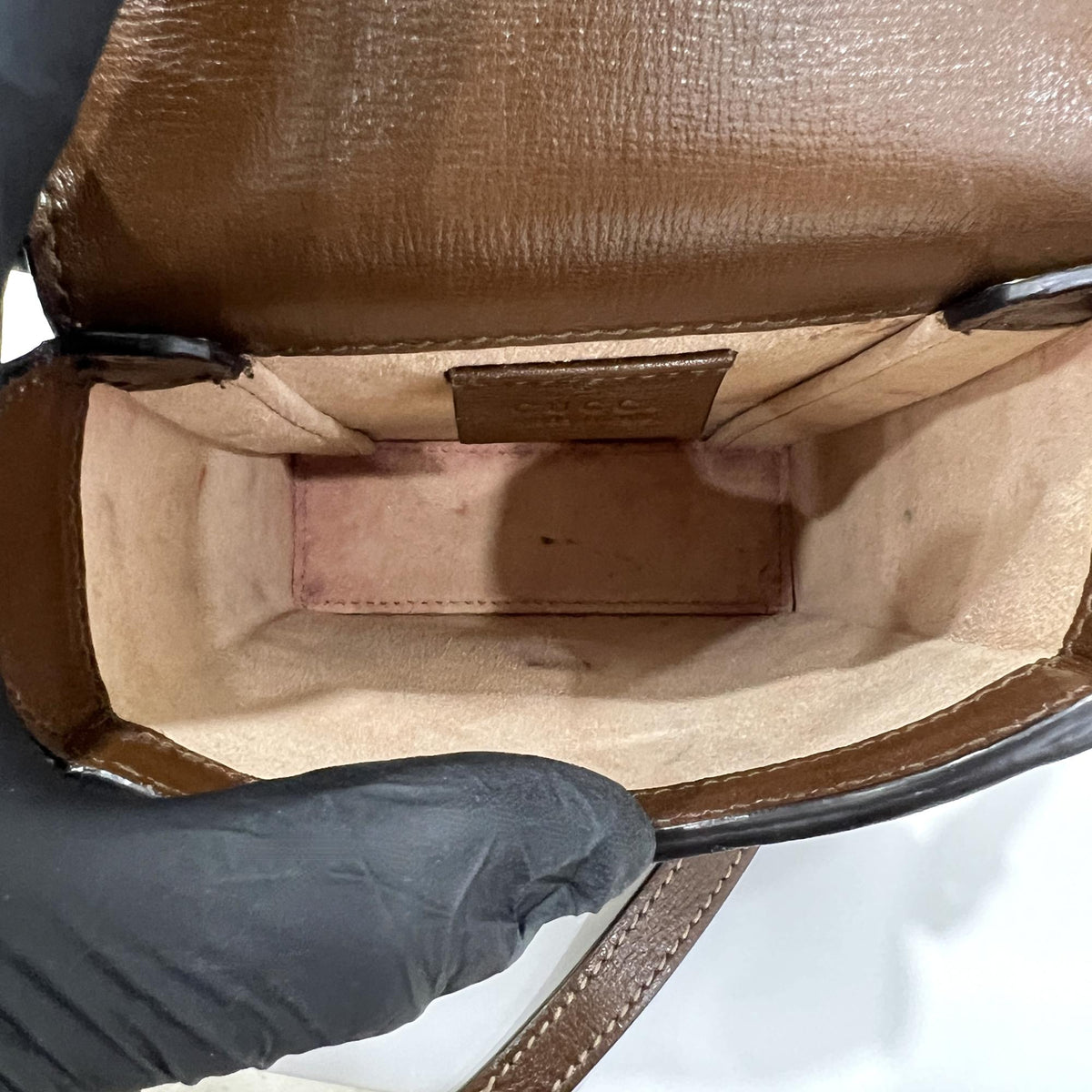 Gucci Horsebit 1955 Gg Coated Canvas With Leather Brown Canvas Crossbody Bag Bag (Pre-Owned)