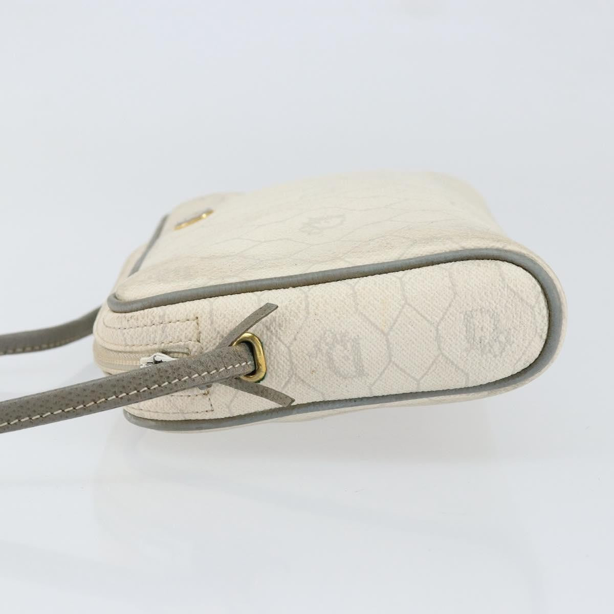 Christian Dior Vintage Honeycomb Zip Coated Canvas White Canvas Clutche & Pouche Bag (Pre-Owned)