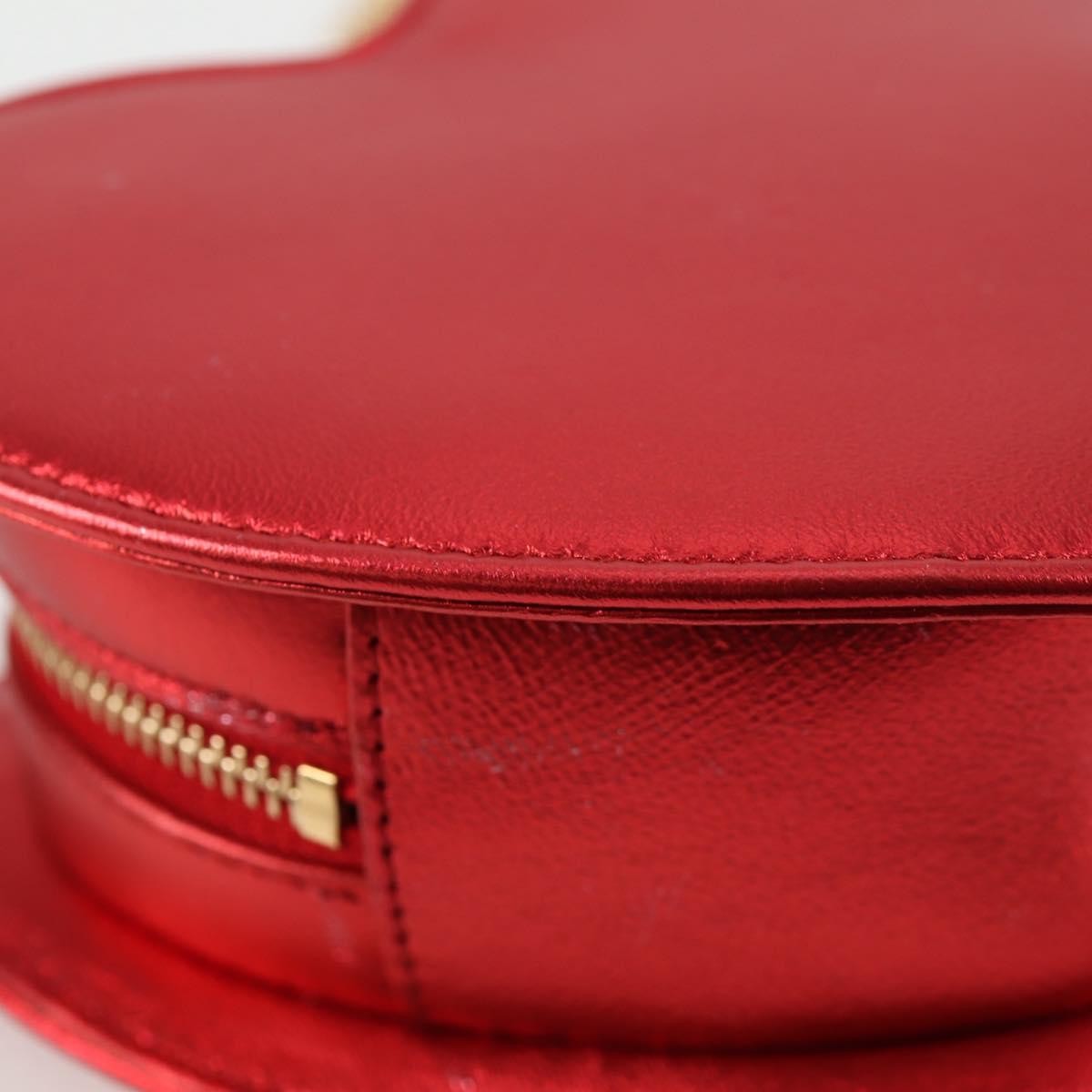 Saint Laurent Love Heart Chain Leather Red Leather Shoulder Bag Bag (Pre-Owned)
