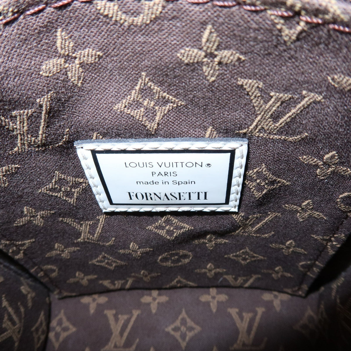 Louis Vuitton Petit Sac Plat Limited Edition Fornasetti Architettura Print Leather And Monogram Canvas White Canvas Handbag (Pre-Owned)