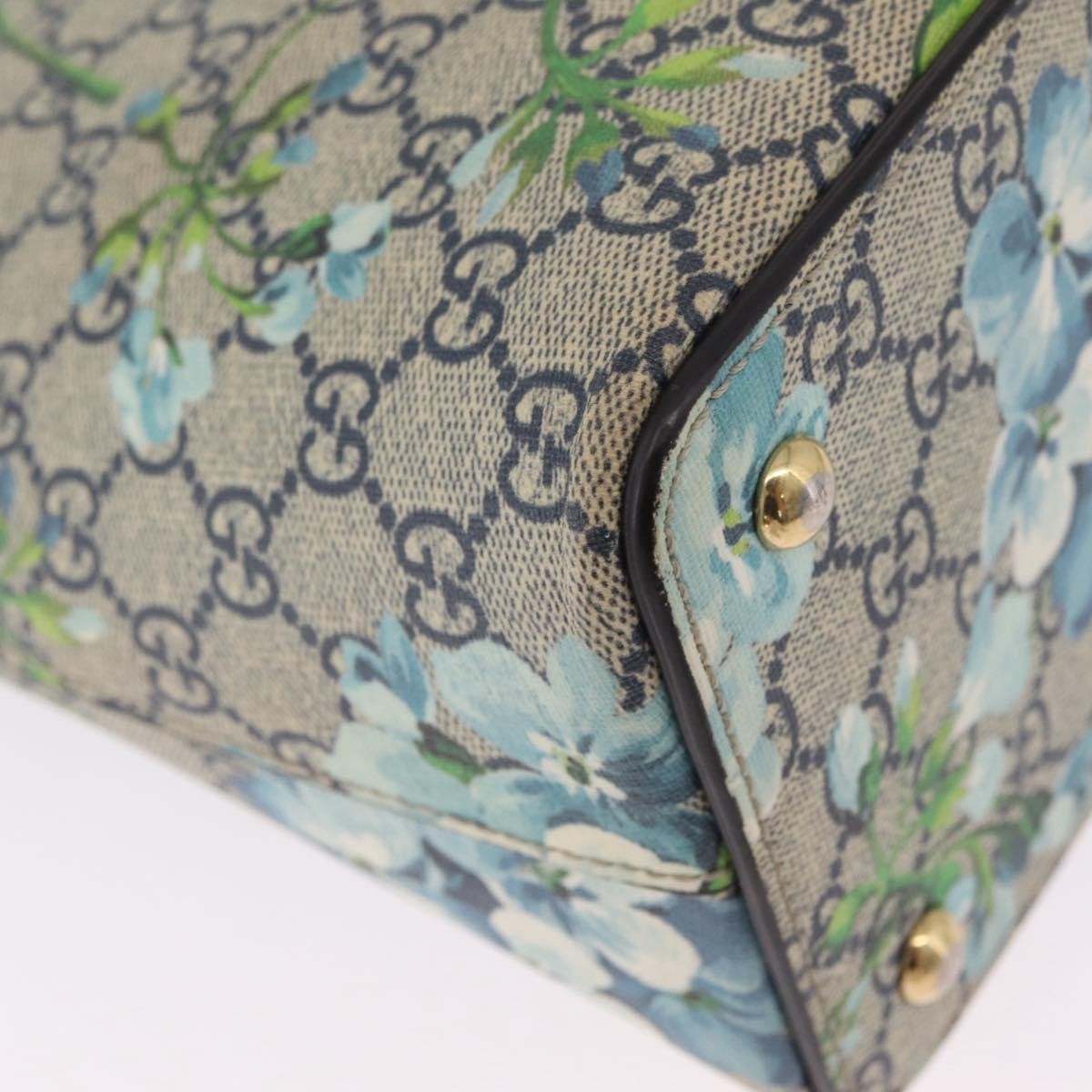 Gucci Linea A Convertible Blooms Print Gg Coated Canvas Navy Canvas Tote Bag Bag (Pre-Owned)