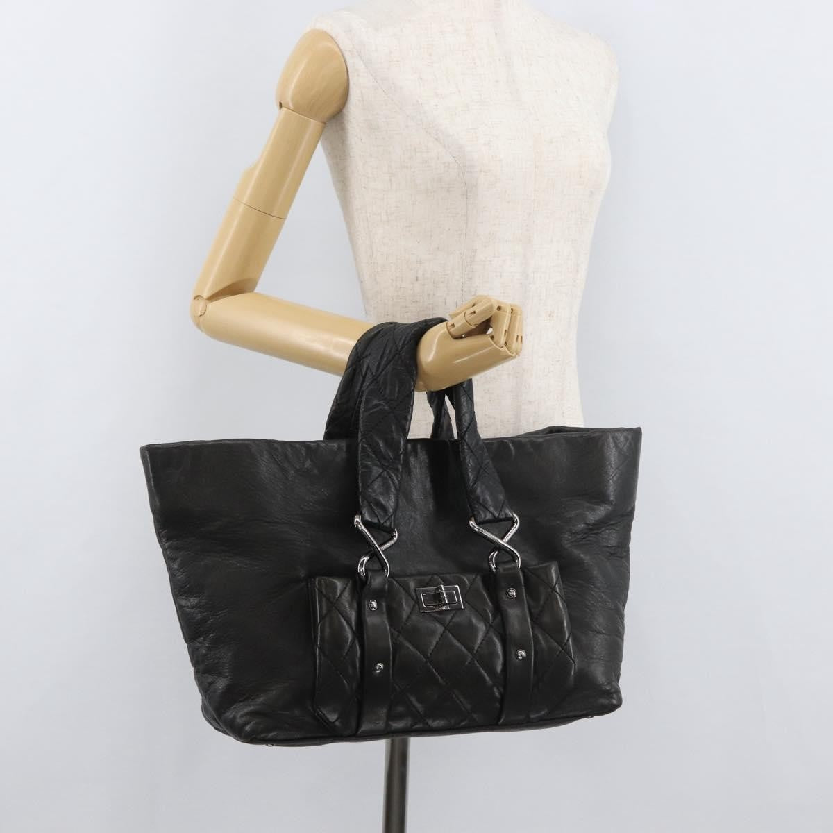 Chanel 8 Knots Tote Lambskin Black Leather Tote Bag Bag (Pre-Owned)