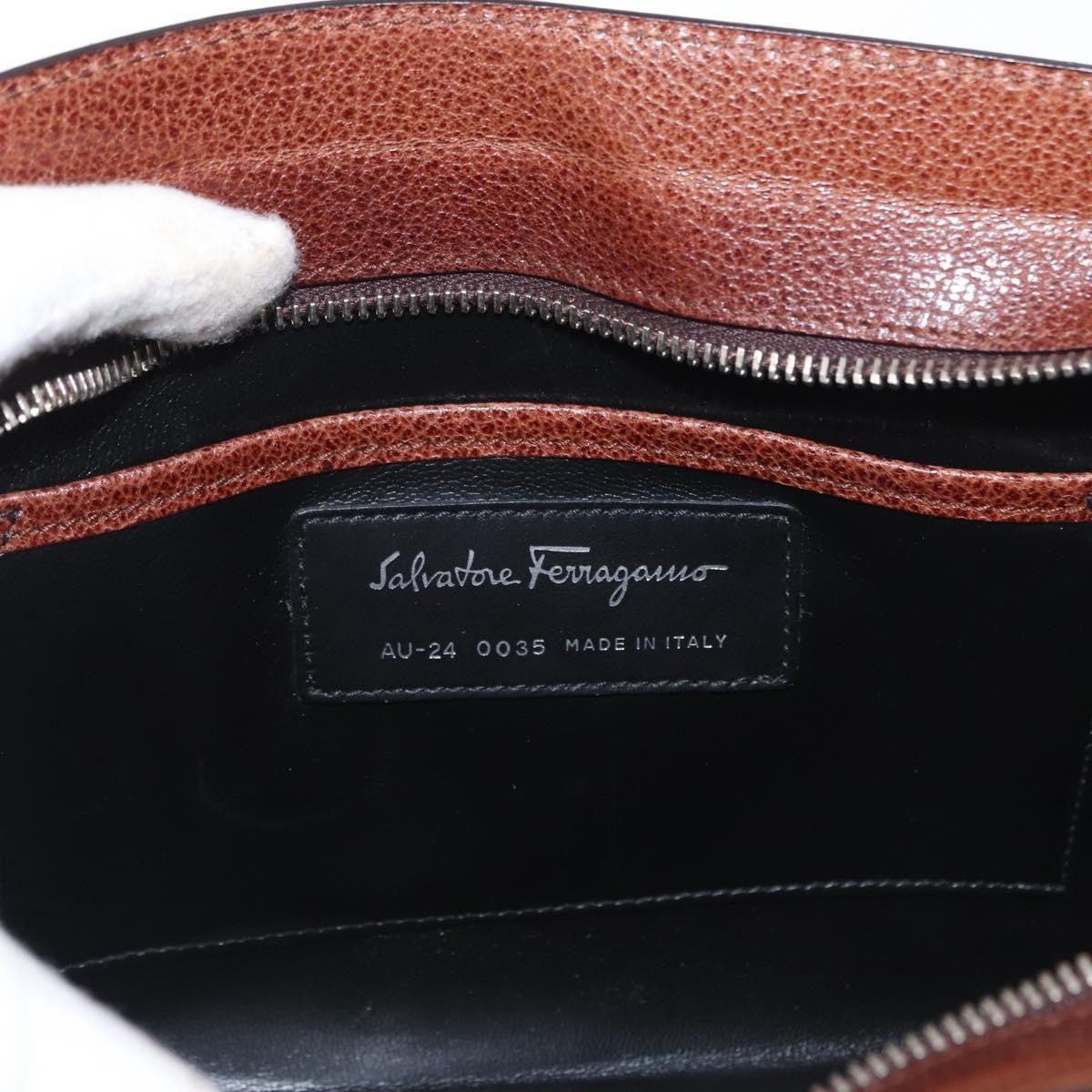 Salvatore Ferragamo Vintage Clutch Leather Brown Leather Clutche & Pouche Bag (Pre-Owned)
