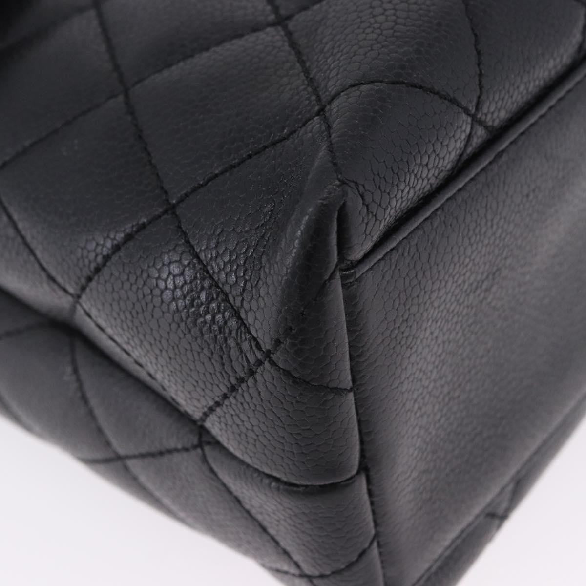 Chanel Coco Top Handle Quilted Caviar With Lizard Black Leather Handbag (Pre-Owned)