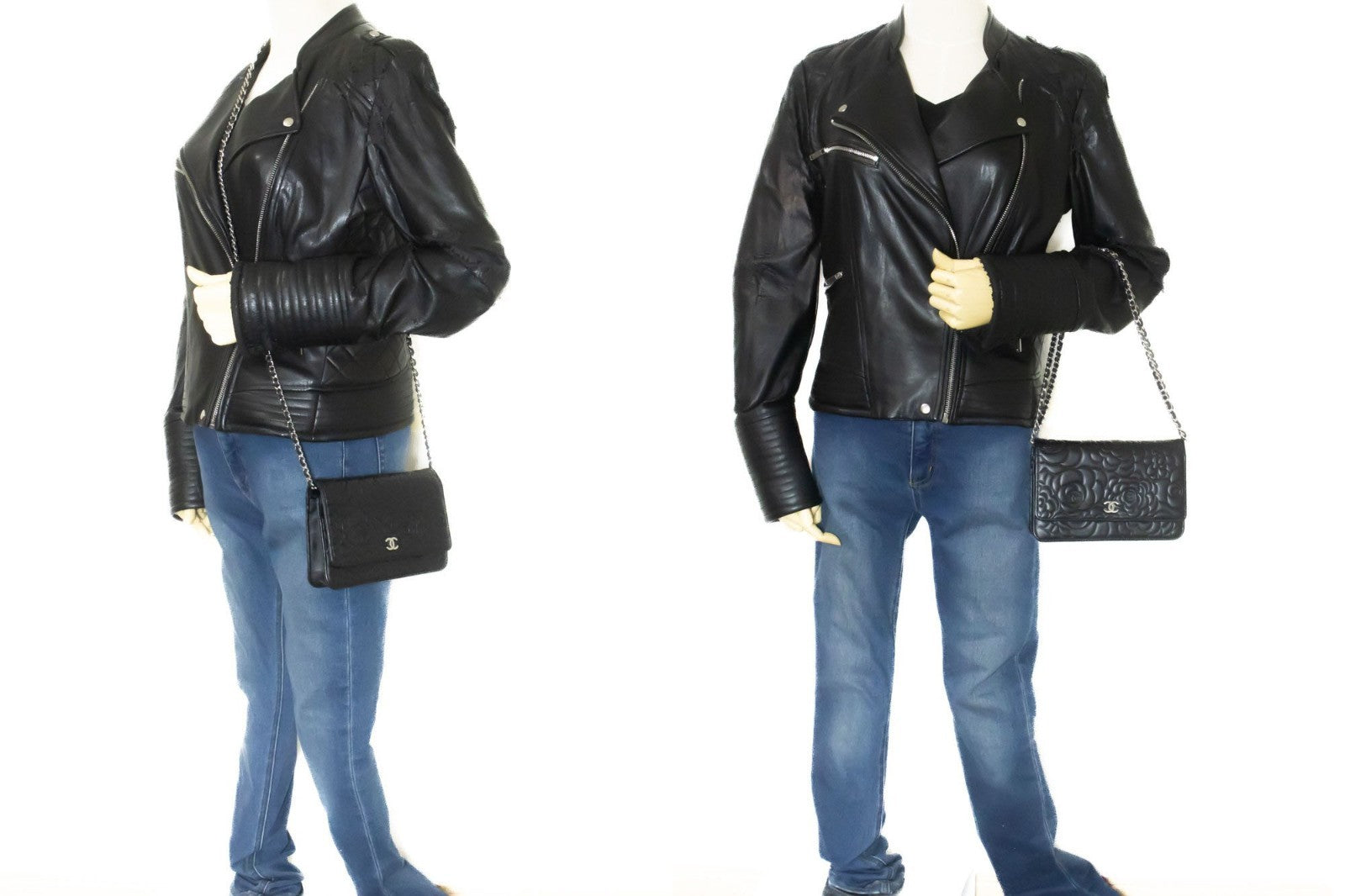 Chanel Wallet On Chain Lambskin Black Leather Shoulder Bag Bag (Pre-Owned)