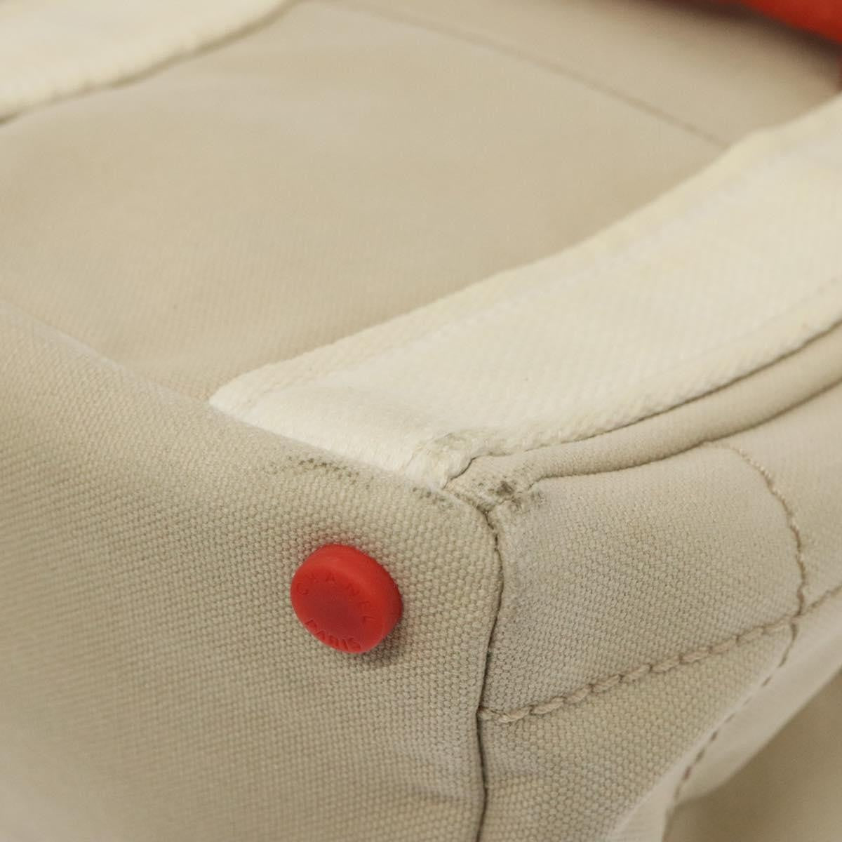 Chanel Chocolate Bar Coco Mark Canvas Beige Canvas Handbag (Pre-Owned)