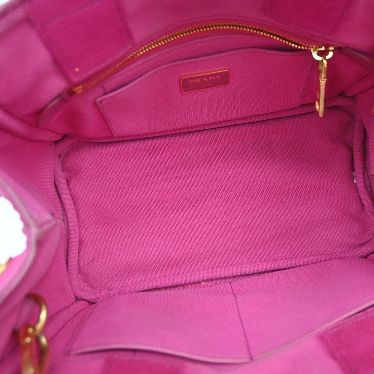 Prada Canapa Open Tote Canvas Pink Canvas Tote Bag Bag (Pre-Owned)