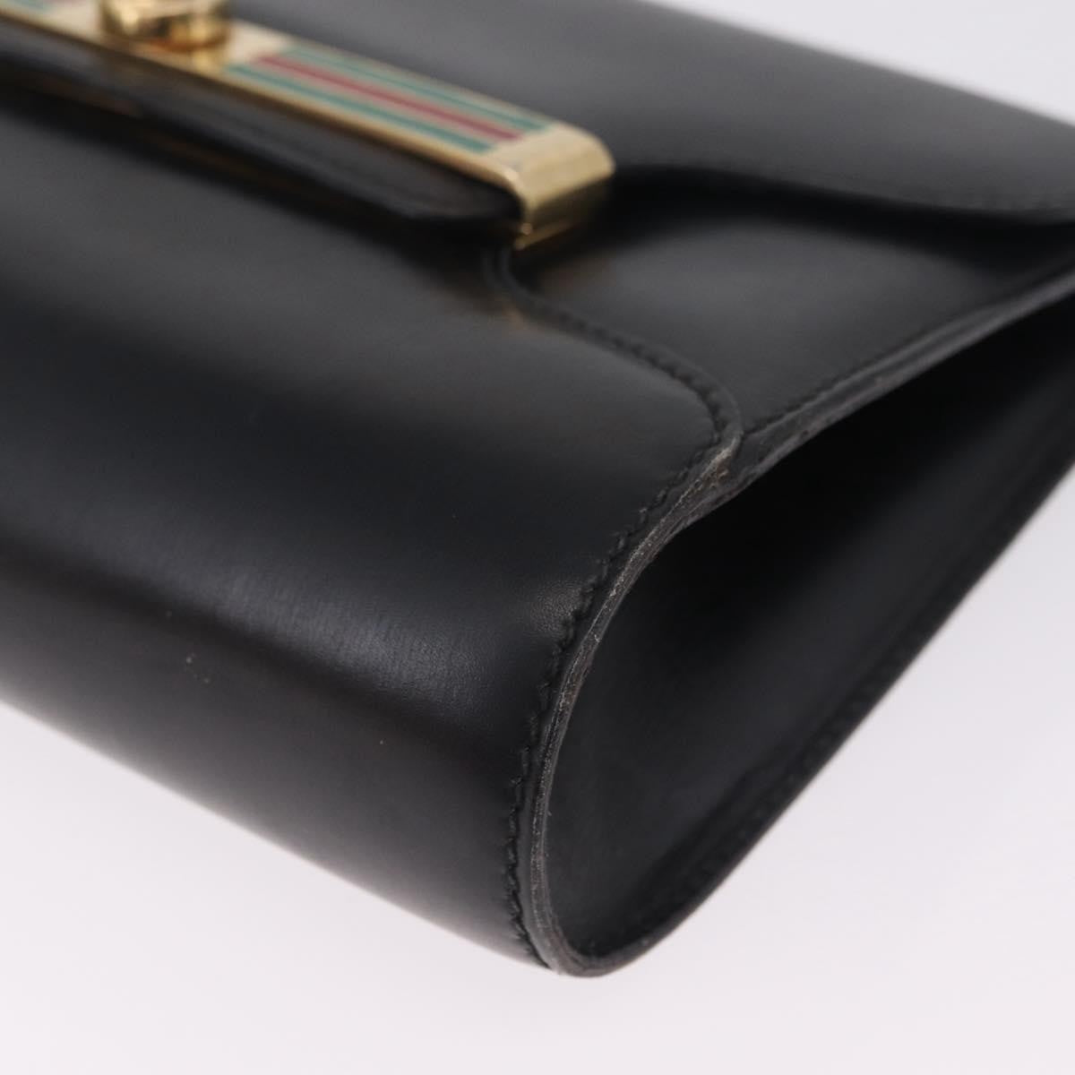 Gucci Sherry Line Shoulder Leather Black Leather Handbag (Pre-Owned)