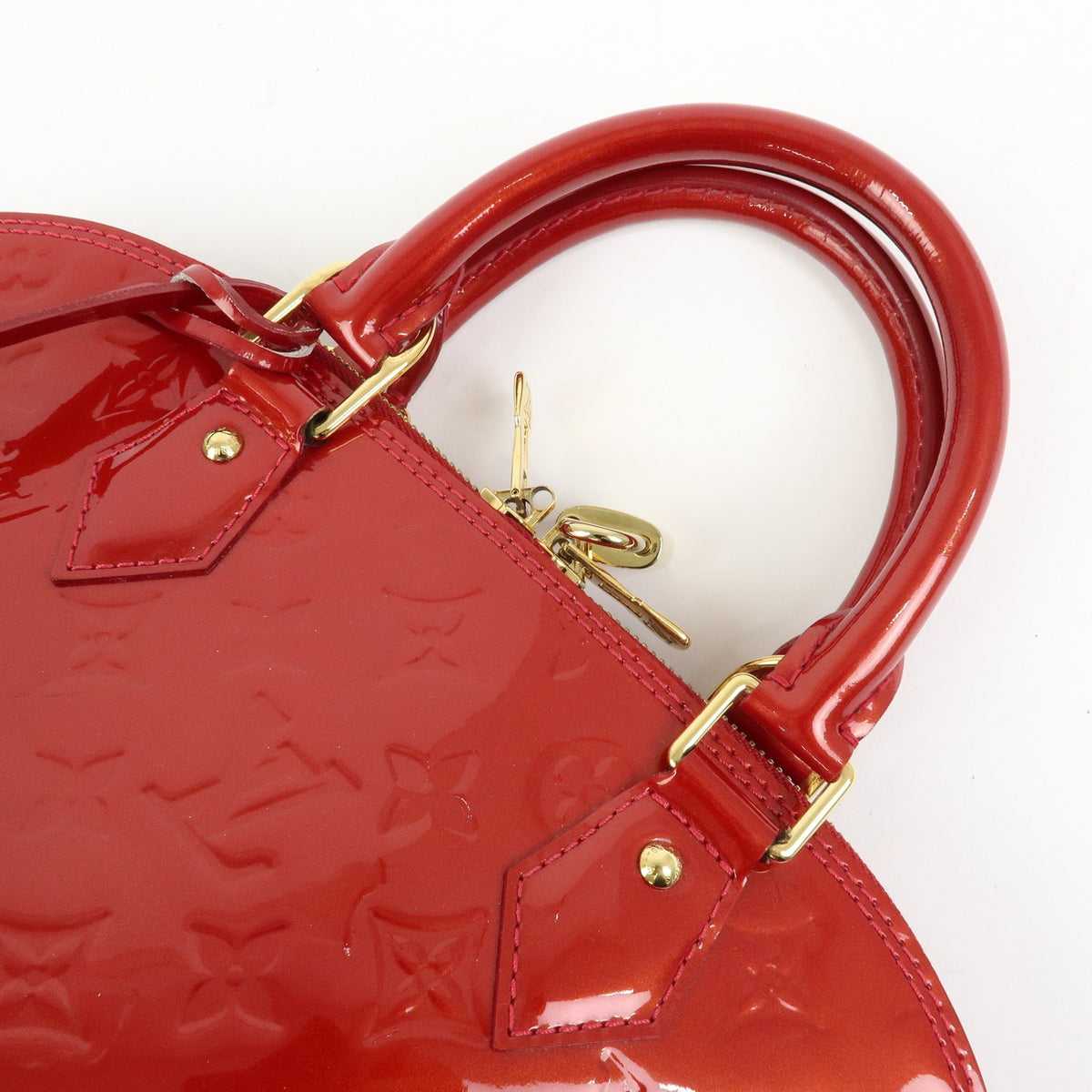 Louis Vuitton Alma Monogram Vernis Red Patent_Leather Handbag (Pre-Owned)