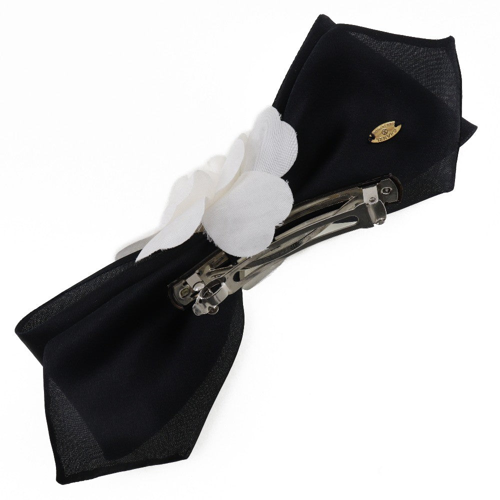Chanel Camellia Ribbon Headband Silk Black Satin Head Accessory Accessory (Pre-Owned)