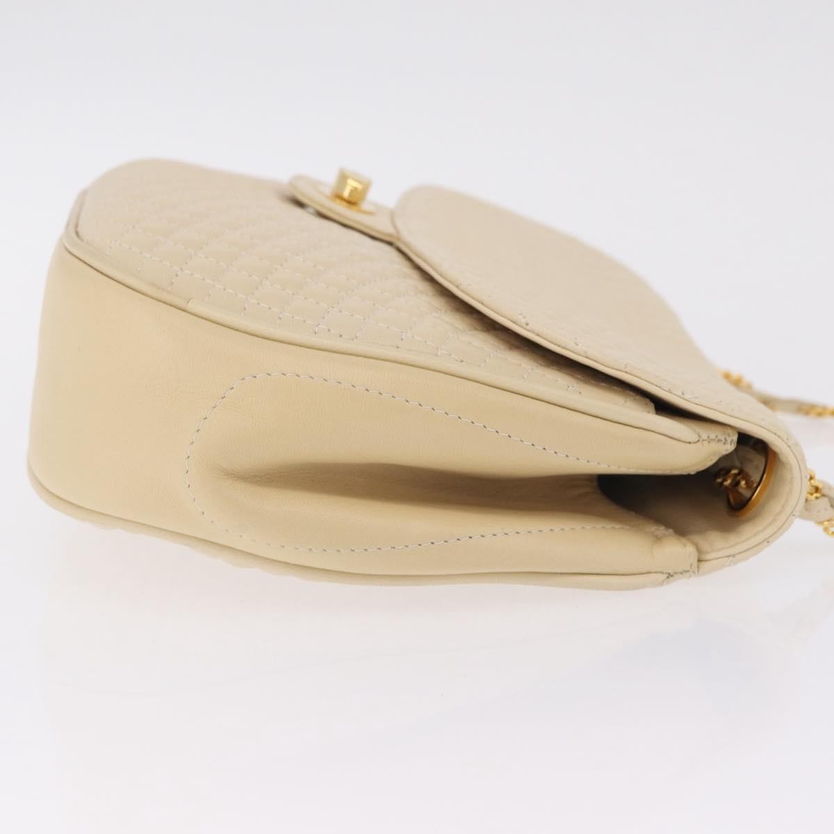 Bally Vintage Chain Quilted Leather Neutral Leather Shoulder Bag Bag (Pre-Owned)