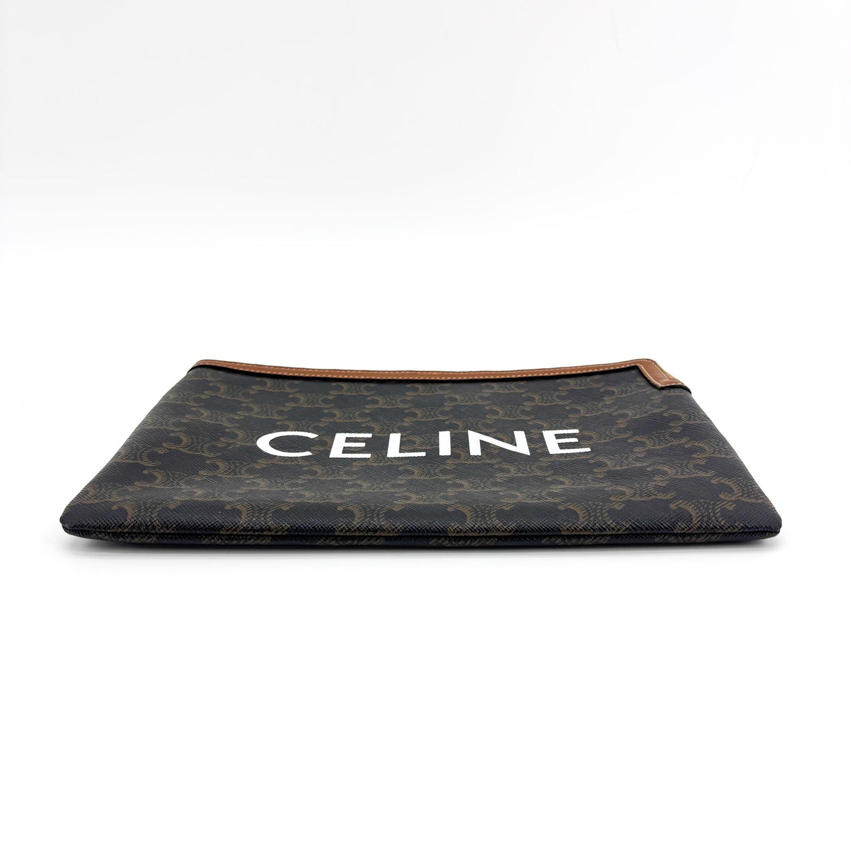 Celine Zip Triomphe Coated Canvas Black Canvas Clutche & Pouche Bag (Pre-Owned)