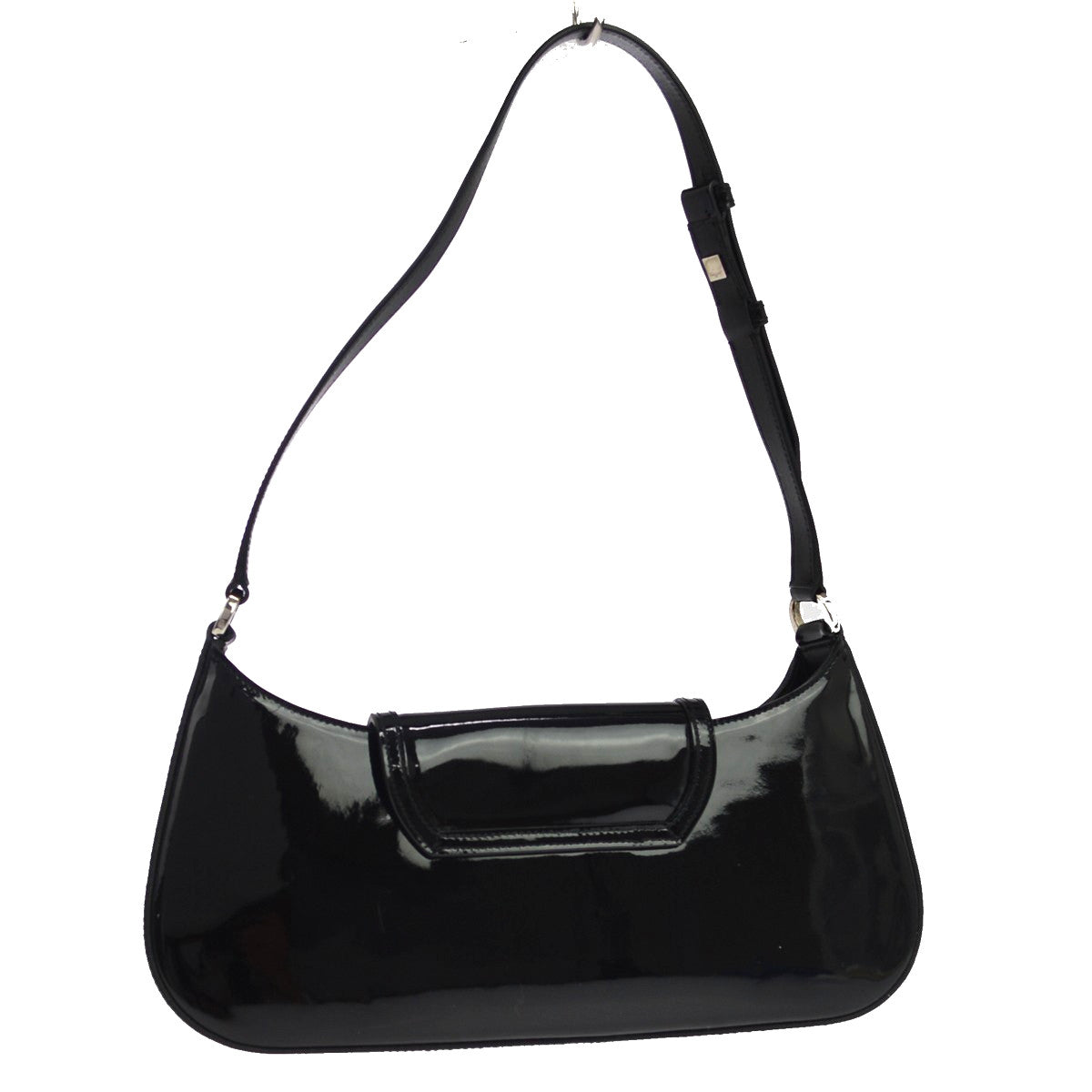 Salvatore Ferragamo Vintage Gancini Hobo Leather Black Patent_Leather Shoulder Bag Bag (Pre-Owned)