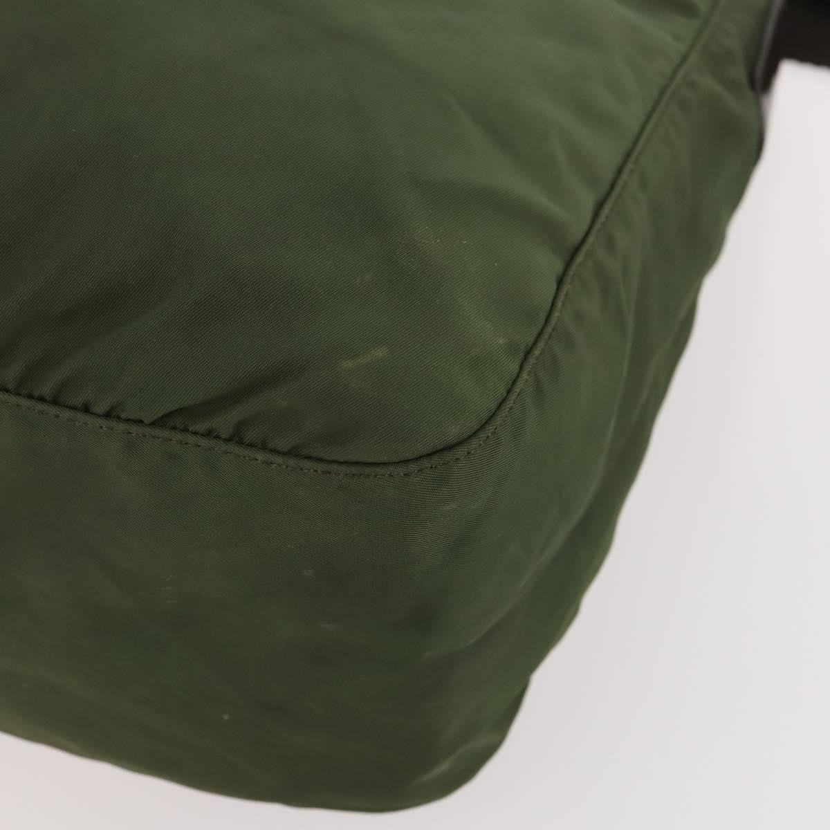Prada Zip Top Messenger Tessuto Khaki Nylon Shoulder Bag Bag (Pre-Owned)