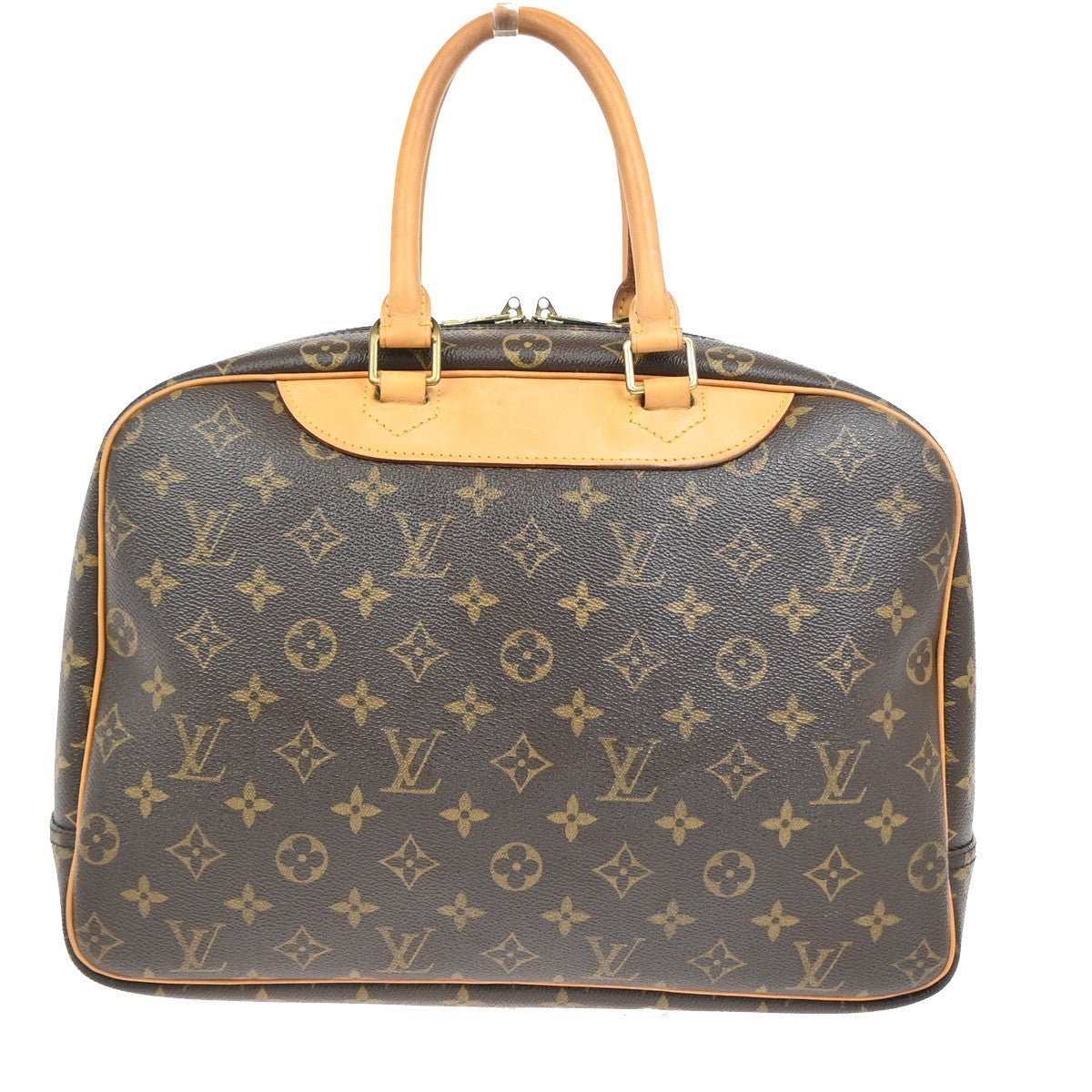 Louis Vuitton Deauville Monogram Canvas Brown Leather Handbag (Pre-Owned)