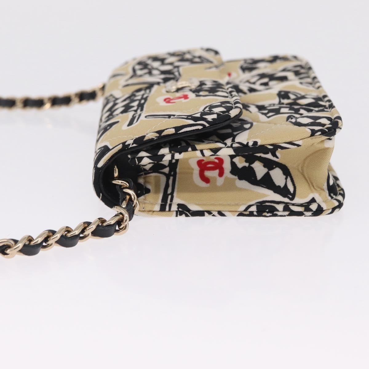 Chanel Flap Card Holder On Chain Quilted Printed Canvas Multicolour Canvas Crossbody Bag Bag (Pre-Owned)