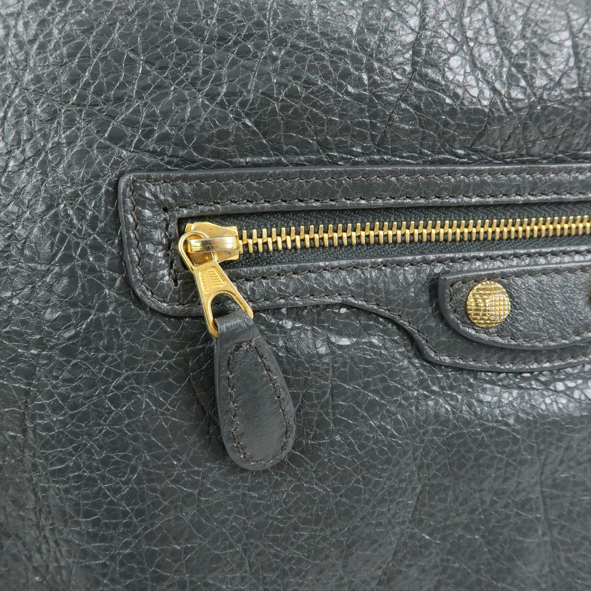 Balenciaga Zip Around Giant Studs Clutch Leather Gray Leather Clutche & Pouche Bag (Pre-Owned)