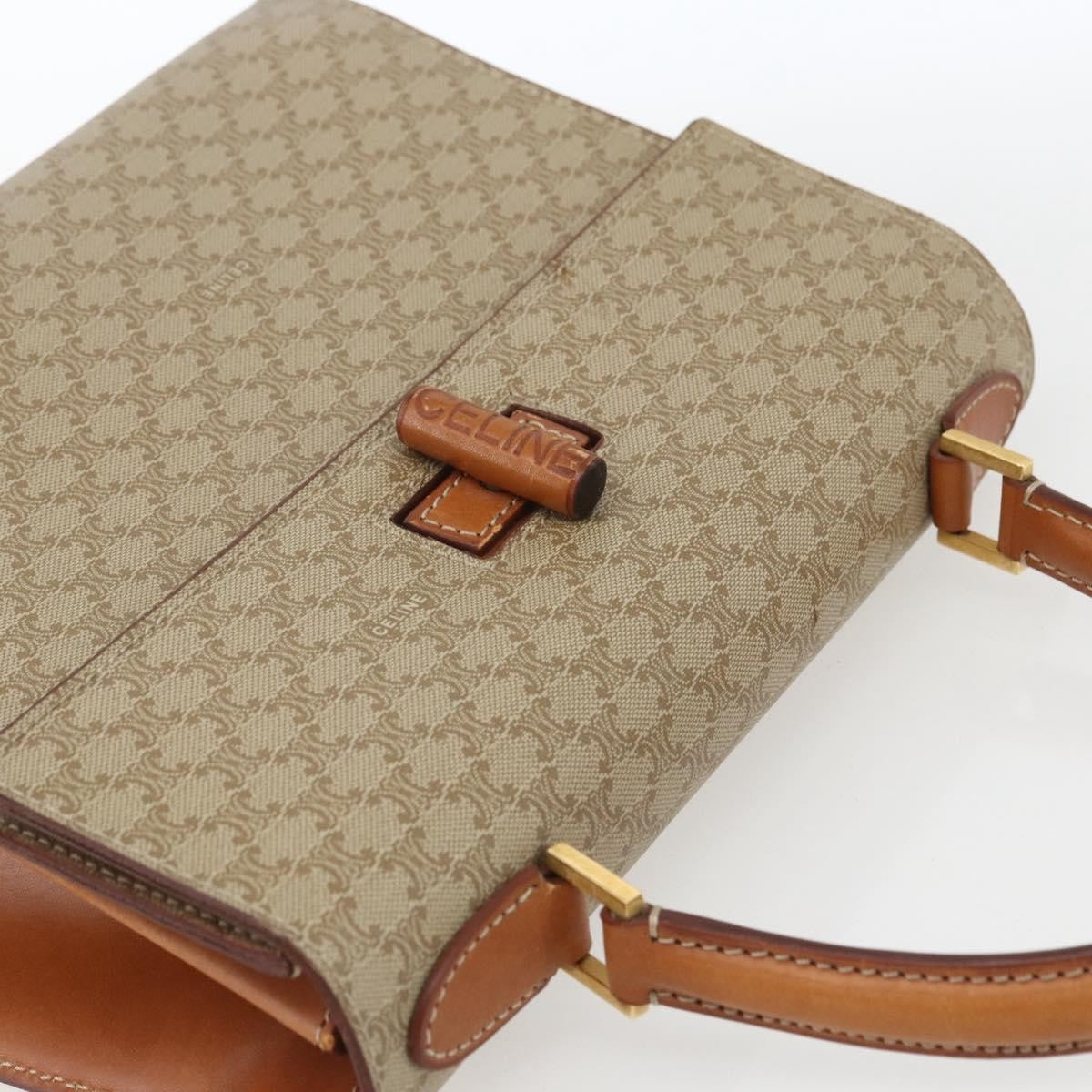 Celine Vintage Macadam Canvas And Leather Beige Canvas Handbag (Pre-Owned)