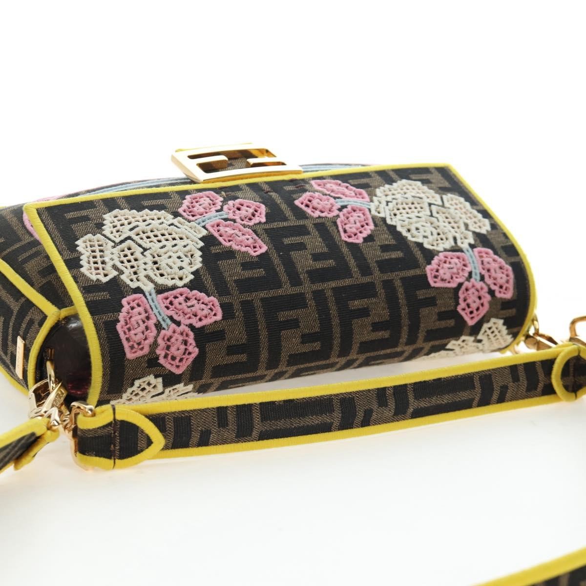Fendi Mamma Baguette Zucca Jacquard Velvet Multicolour Canvas Shoulder Bag Bag (Pre-Owned)