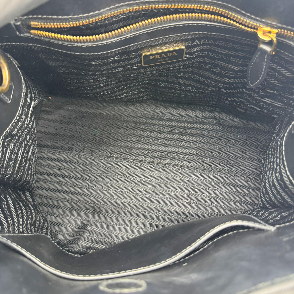 Prada Convertible Open Saffiano Leather Black Leather Tote Bag Bag (Pre-Owned)
